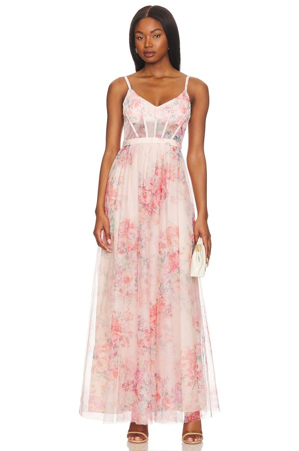 Bcbg Long Evening Dress Apricot Blush