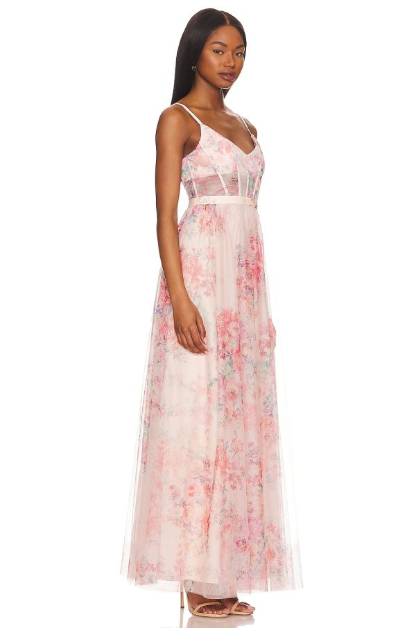 Bcbg Long Evening Dress Apricot Blush - Image 3