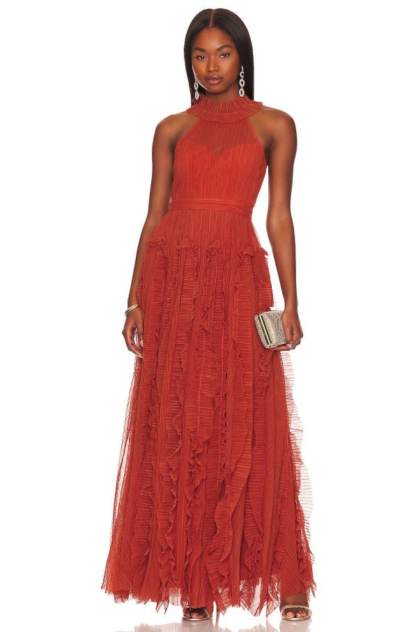 Bcbg Pleated Gown Cinnamon Stick