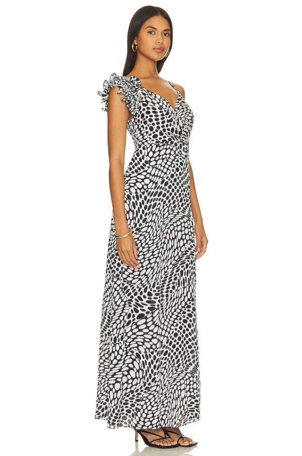 Bcbg Long Printed Evening Dress Black Combo - Image 2