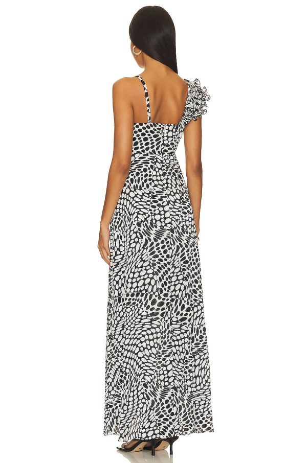 Bcbg Long Printed Evening Dress Black Combo - Image 3