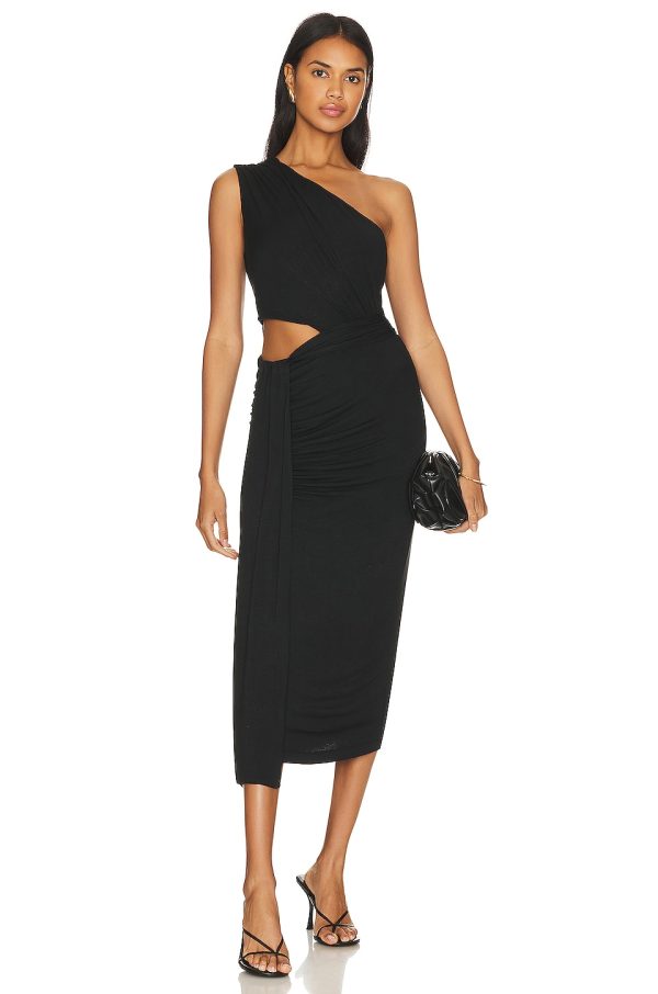 Bcbg One Shoulder Gown Black