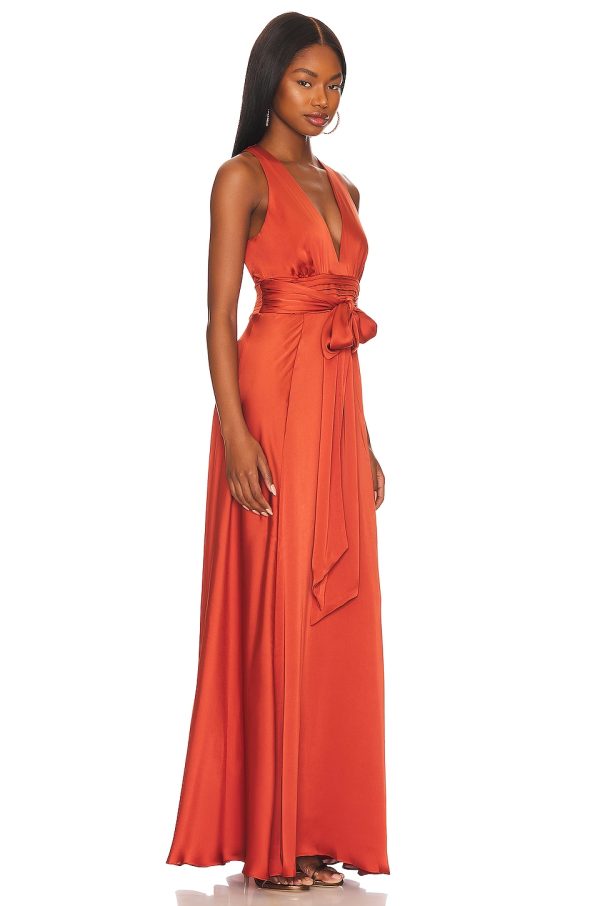 Bcbg Silky Satin Evening Dress Etruscan Red - Image 2