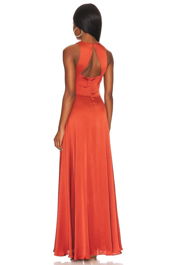 Bcbg Silky Satin Evening Dress Etruscan Red - Image 3