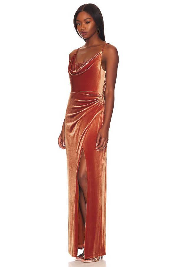 Bcbg Velvet Evening Dress Cinnamon Stick - Image 4