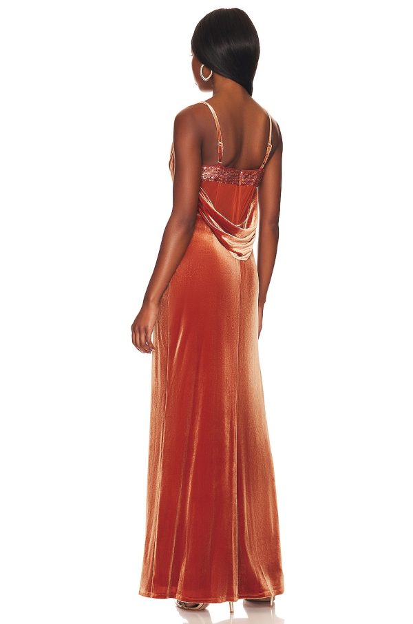 Bcbg Velvet Evening Dress Cinnamon Stick - Image 5