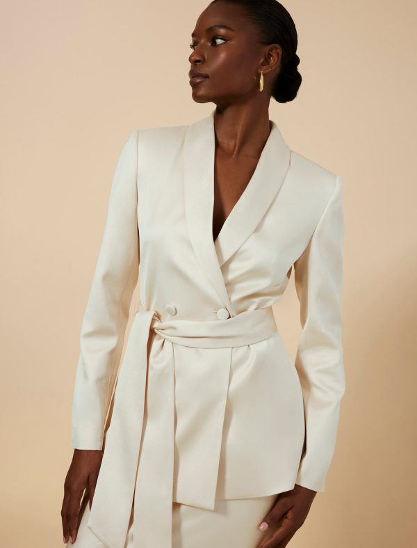 Bcbg Harrison Satin Blazer Champagne