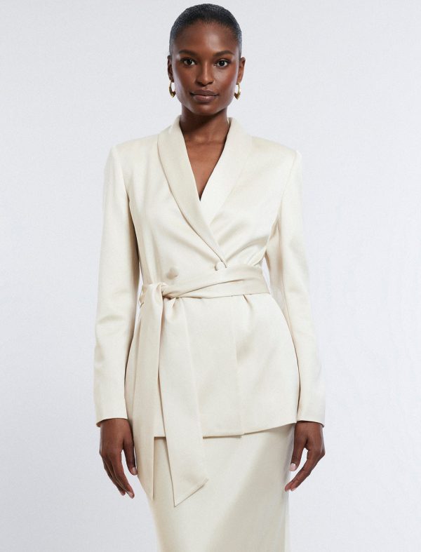 Bcbg Harrison Satin Blazer Champagne - Image 2