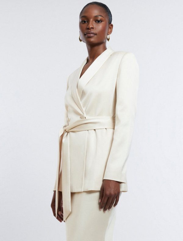 Bcbg Harrison Satin Blazer Champagne - Image 3