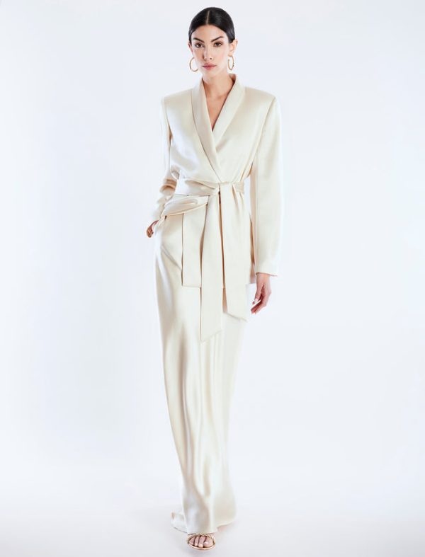 Bcbg Harrison Satin Blazer Champagne - Image 5