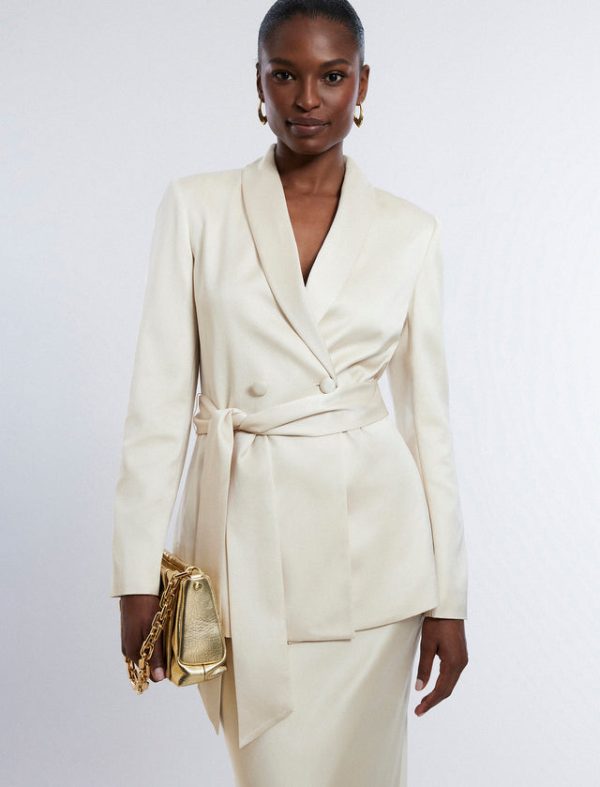 Bcbg Harrison Satin Blazer Champagne - Image 6