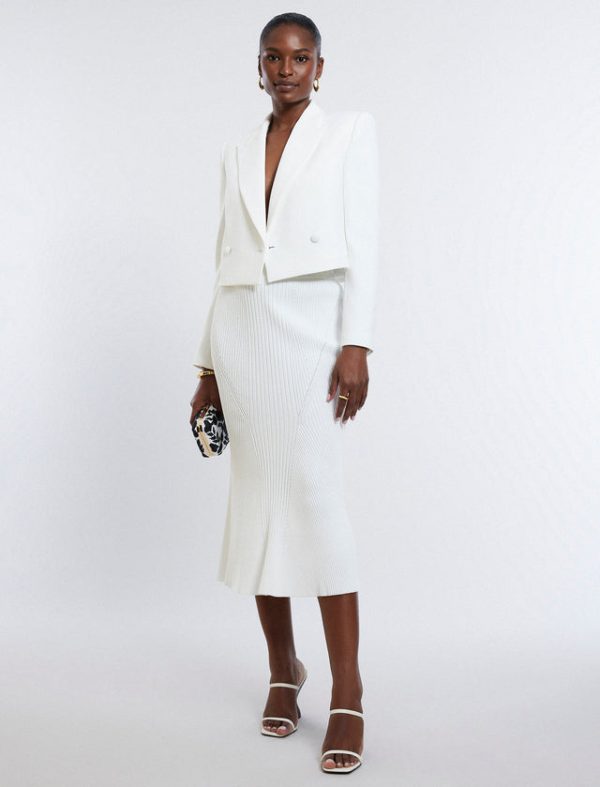 Bcbg Cropped Blazer Gardenia - Image 5