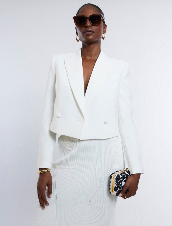 Bcbg Cropped Blazer Gardenia - Image 6