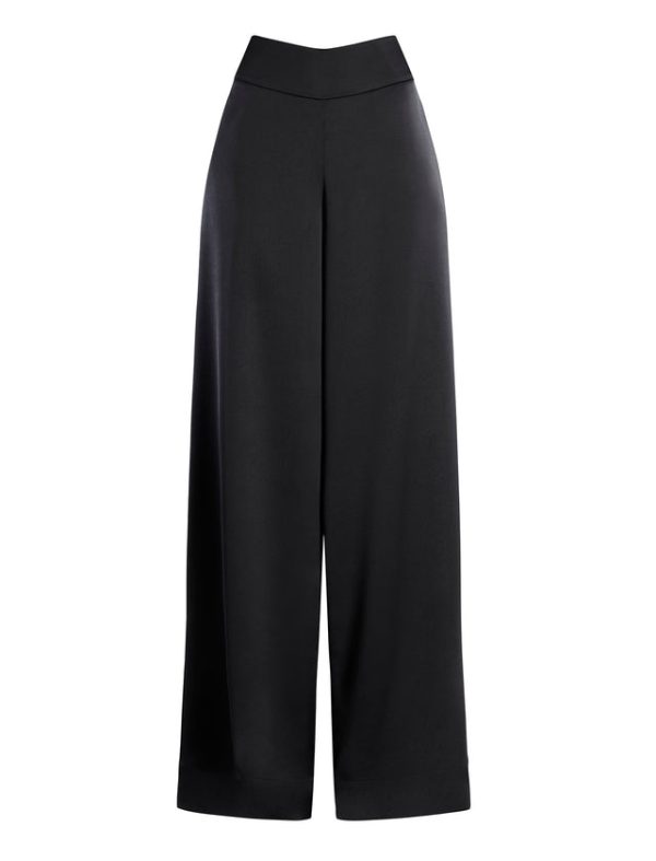 Bcbg Trouser Aire Wide-Leg Satin Black - Image 5