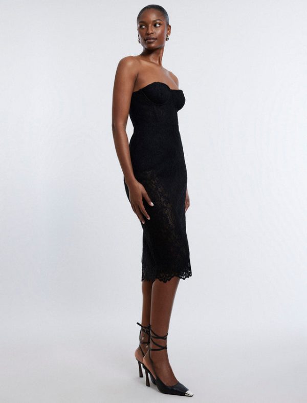 Bcbg Becca Lace Midi Dress Black - Image 3