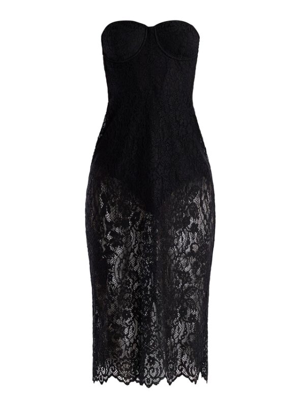 Bcbg Becca Lace Midi Dress Black - Image 7