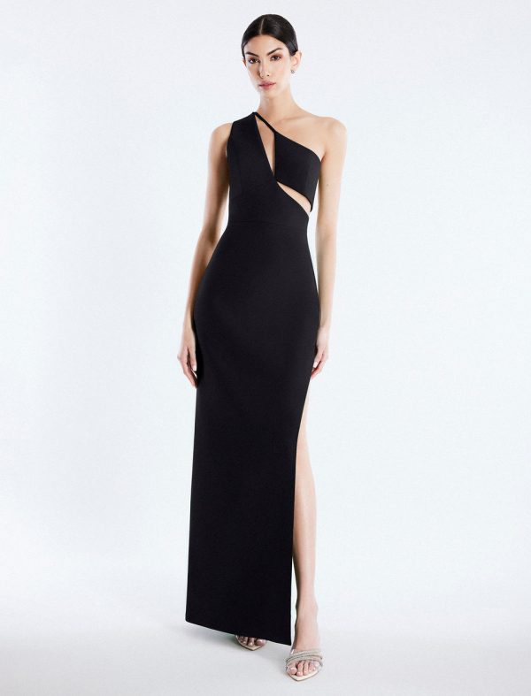 Bcbg Kai One Shoulder Cutout Gown Black - Image 2