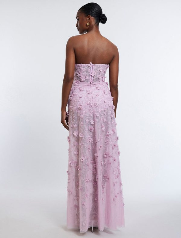 Bcbg Poppy Strapless Floral Applique Gown Fragrant Lilac - Image 4