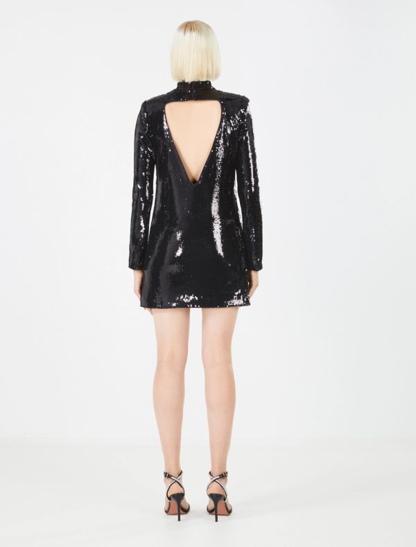 BCBG CELESTINA SEQUIN TURTLENECK DRESS - BLACK BEAUTY - Image 4