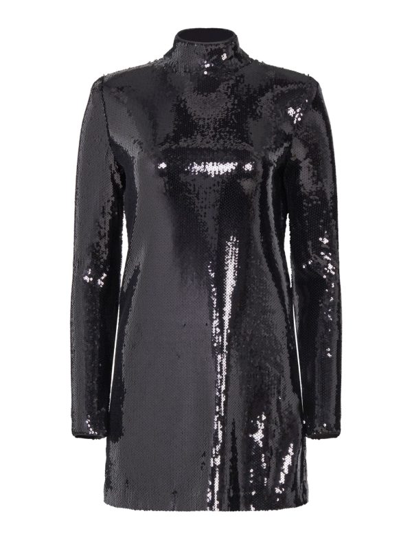 BCBG CELESTINA SEQUIN TURTLENECK DRESS - BLACK BEAUTY - Image 6