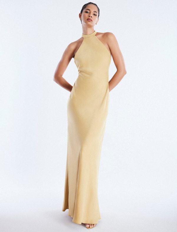 Bcbg Peighten Halter Gown Prairie Sand - Image 2