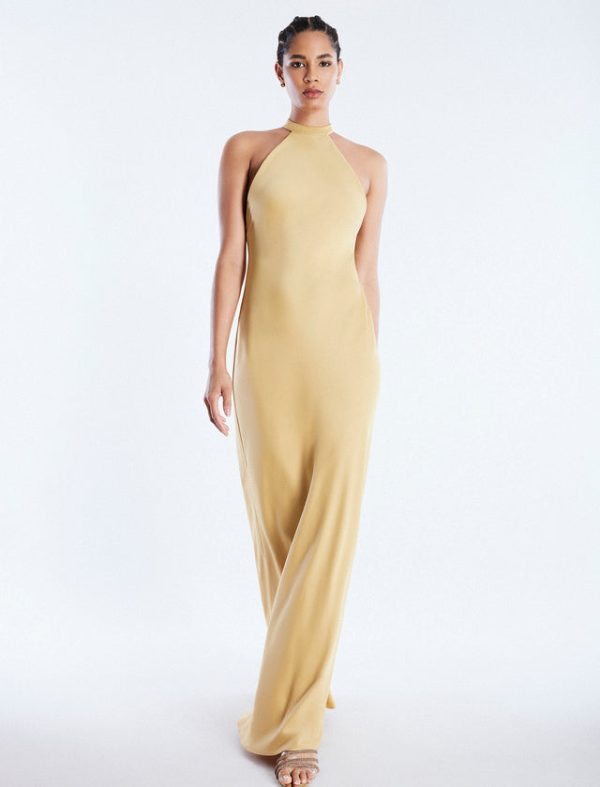 Bcbg Peighten Halter Gown Prairie Sand - Image 5