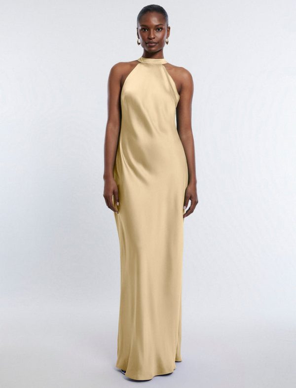 Bcbg Peighten Halter Gown Prairie Sand - Image 6