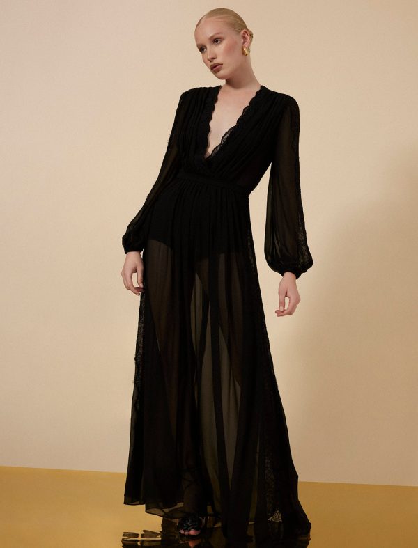 Bcbg Nevaeh Long Sleeve Gown Black