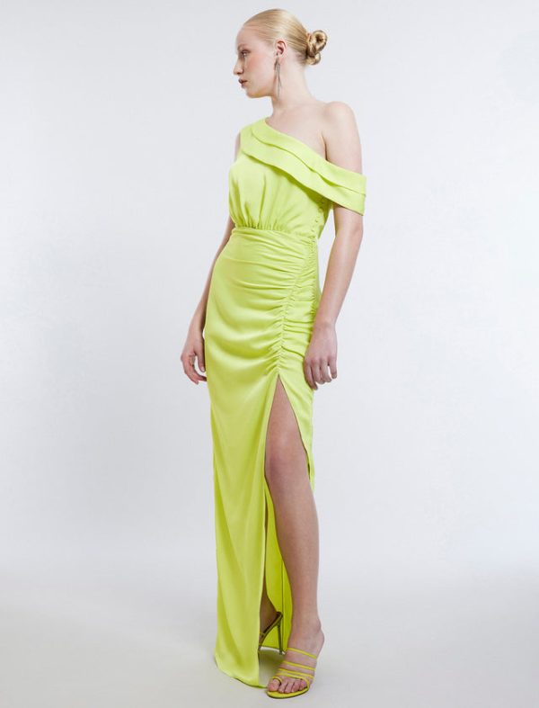 Bcbg Layla Draped Shoulder Gown Evening Primrose - Image 3