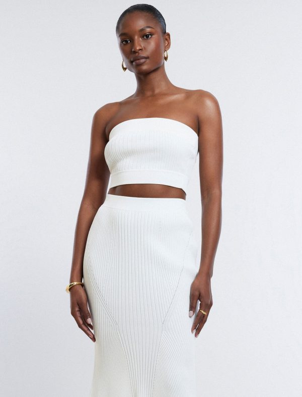 Bcbg Nova Strapless Knit Crop Top Gardenia