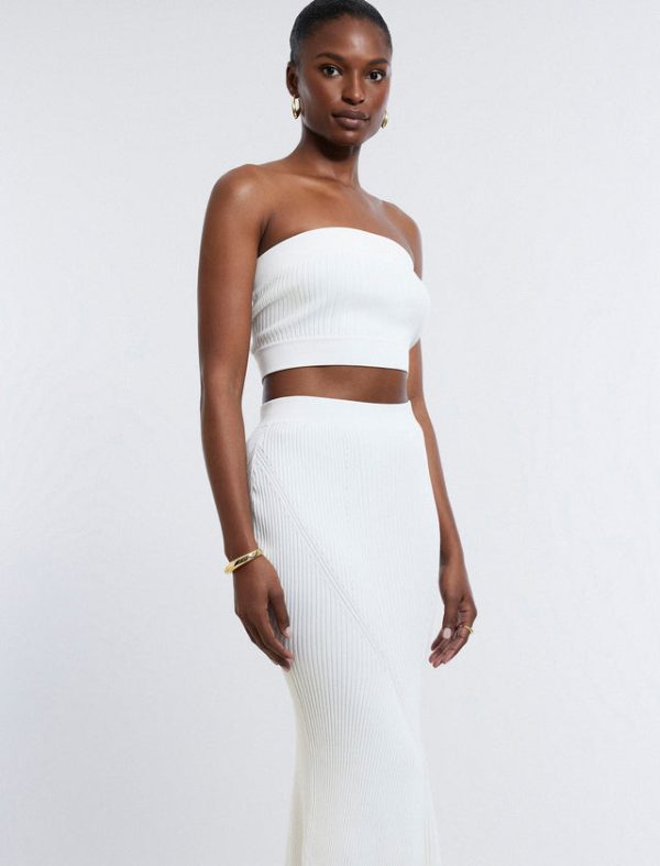 Bcbg Nova Strapless Knit Crop Top Gardenia - Image 3