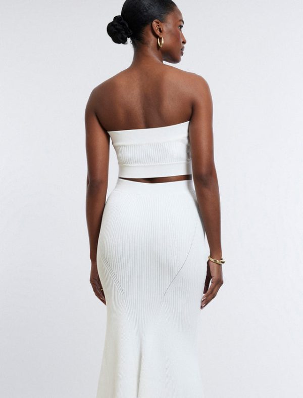 Bcbg Nova Strapless Knit Crop Top Gardenia - Image 4