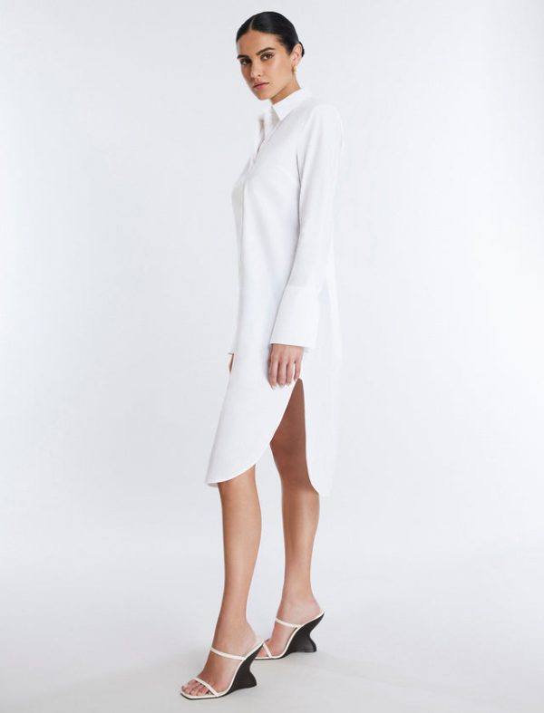 Bcbg Cotton Poplin Shirt Dress White - Image 3