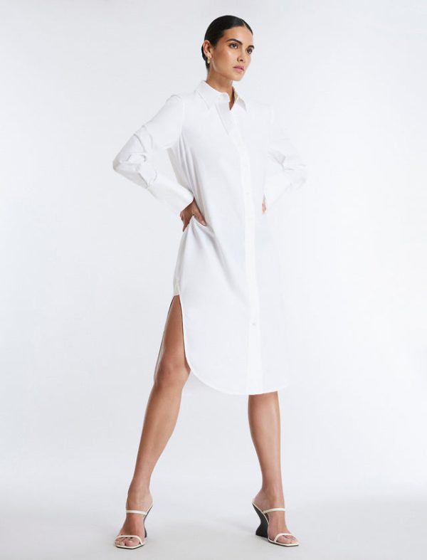 Bcbg Cotton Poplin Shirt Dress White - Image 5