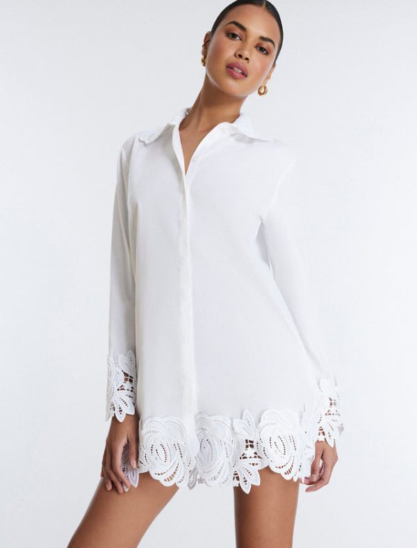 Bcbg Lace Applique Button-Up Top White - Image 6