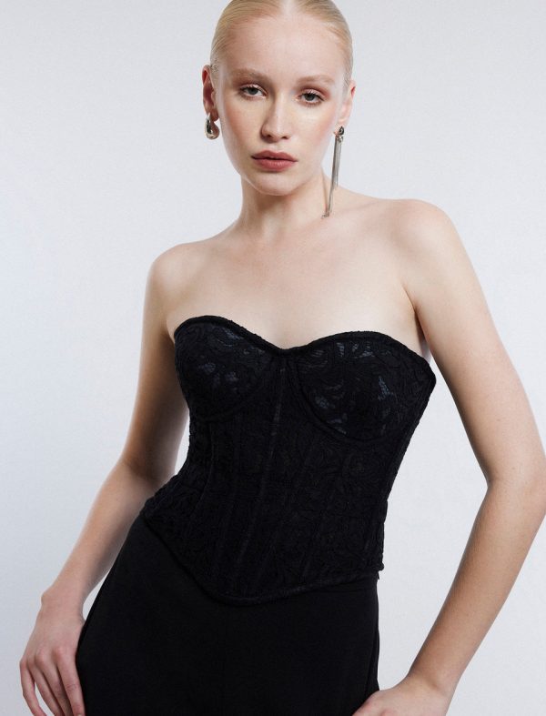 Bcbg Strapless Bustier Top Black - Image 2