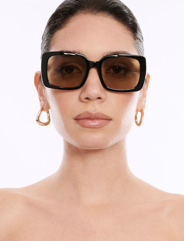 Bcbg Rectangle 1982 Sunglasses Black w/Light Brown Lens - Image 3