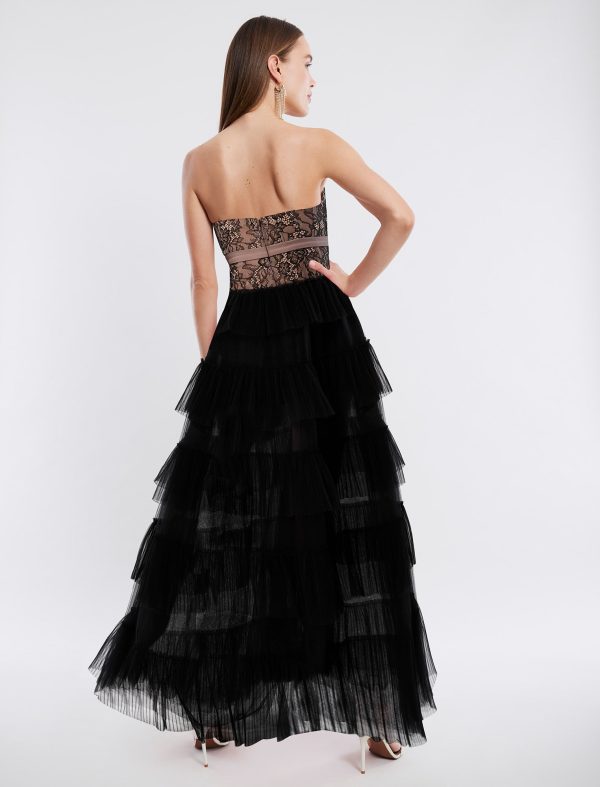 BCBG CERISE RUFFLE EVENING GOWN - BLACK - Image 5