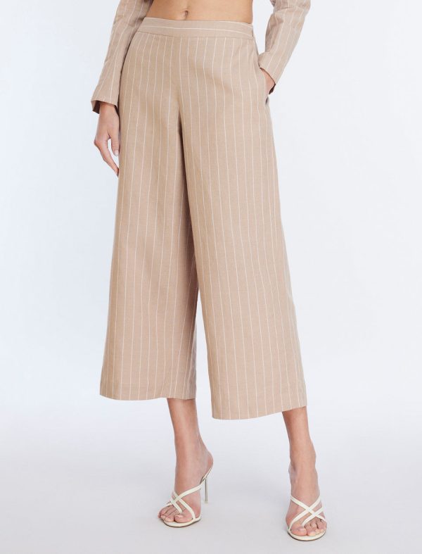 Bcbg Wide-Leg Crop Pant Khaki/White - Image 2