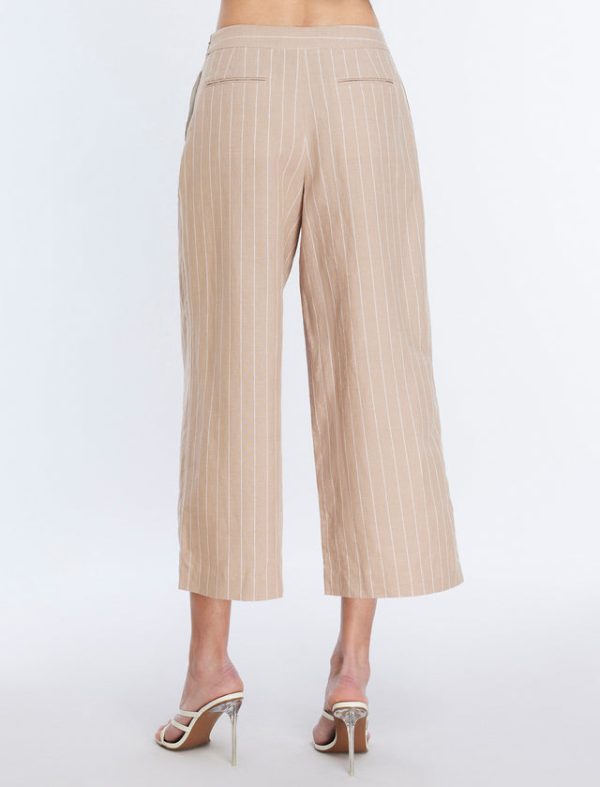 Bcbg Wide-Leg Crop Pant Khaki/White - Image 4