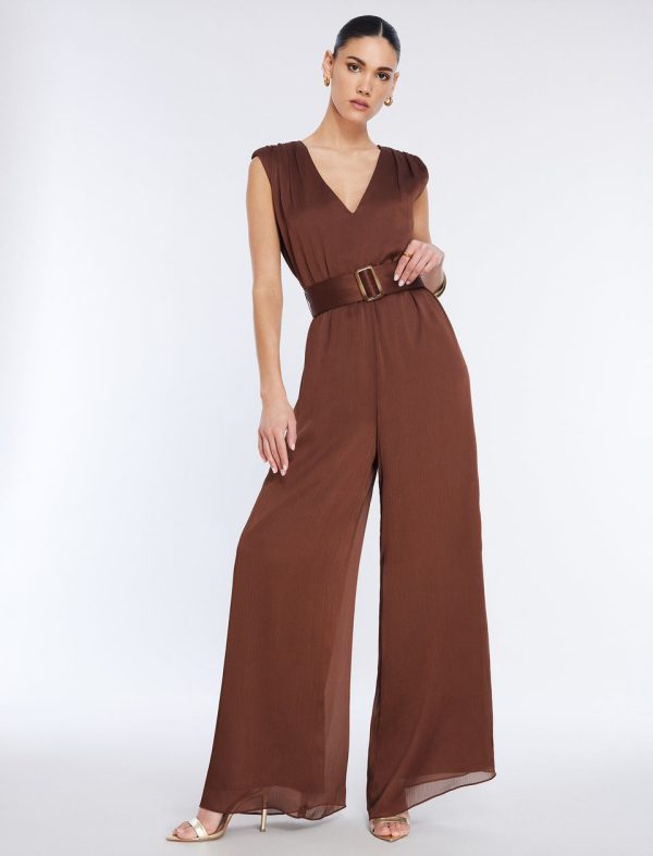 Bcbg Imogen Belted Jumpsuit Chocolate