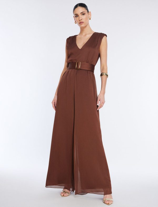 Bcbg Imogen Belted Jumpsuit Chocolate - Image 2