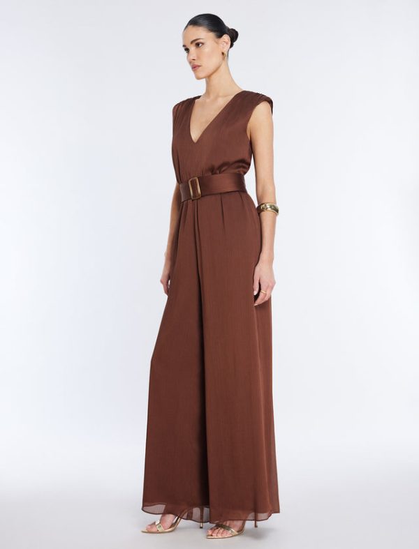 Bcbg Imogen Belted Jumpsuit Chocolate - Image 3