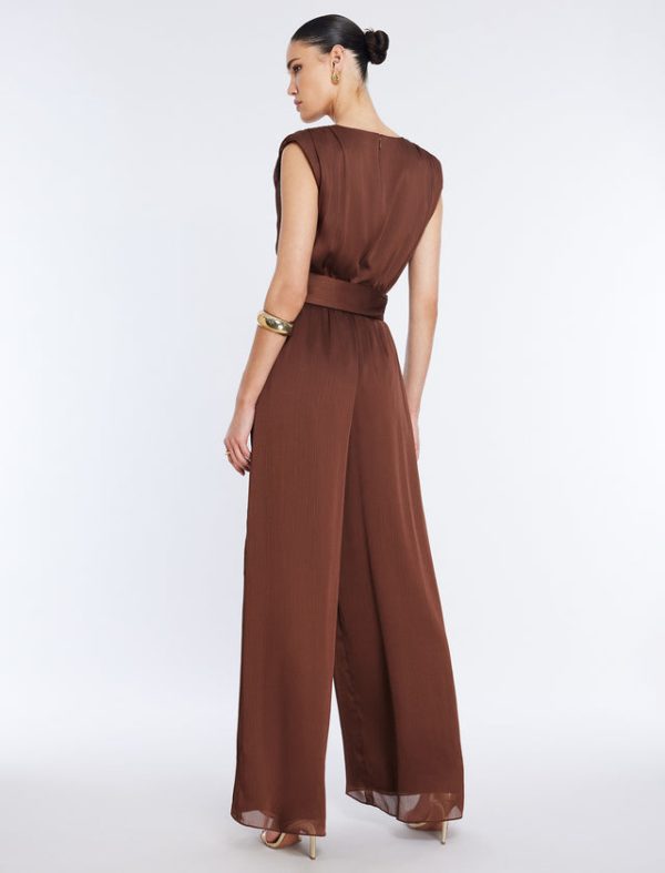 Bcbg Imogen Belted Jumpsuit Chocolate - Image 4