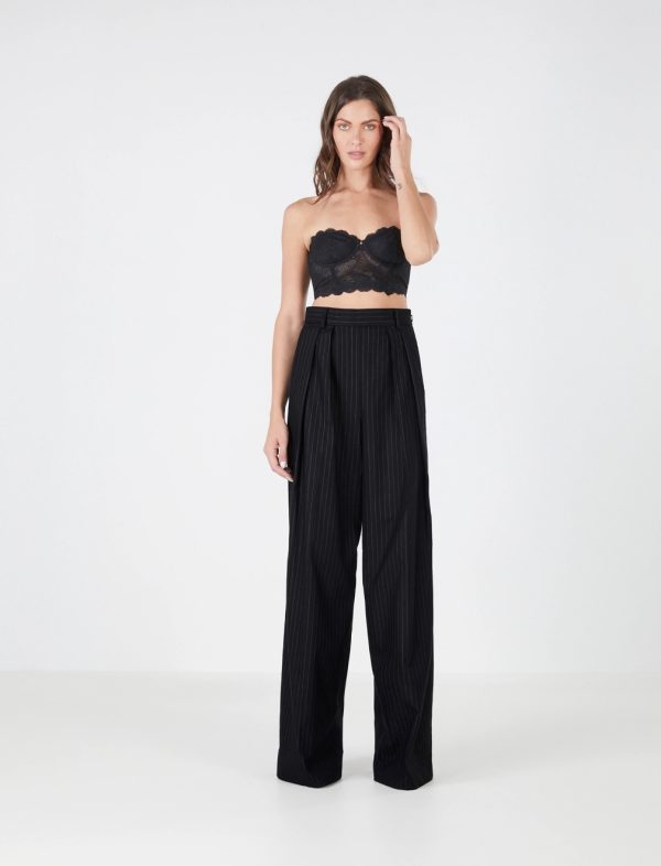 BCBG ALDINA WIDE-LEG TROUSER PANT - BLACK