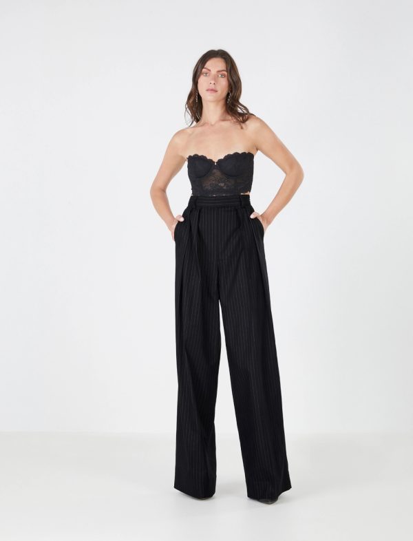 BCBG ALDINA WIDE-LEG TROUSER PANT - BLACK - Image 3