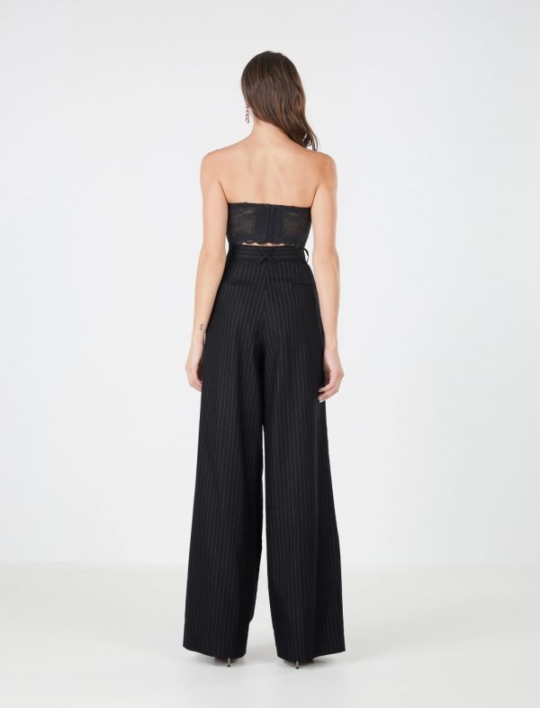 BCBG ALDINA WIDE-LEG TROUSER PANT - BLACK - Image 4