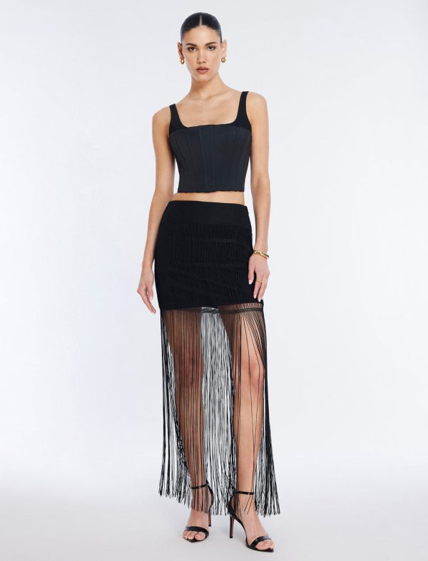 Bcbg Fringe Mini Skirt Black - Image 2