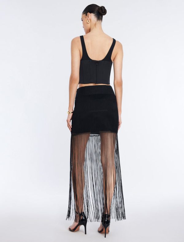 Bcbg Fringe Mini Skirt Black - Image 4