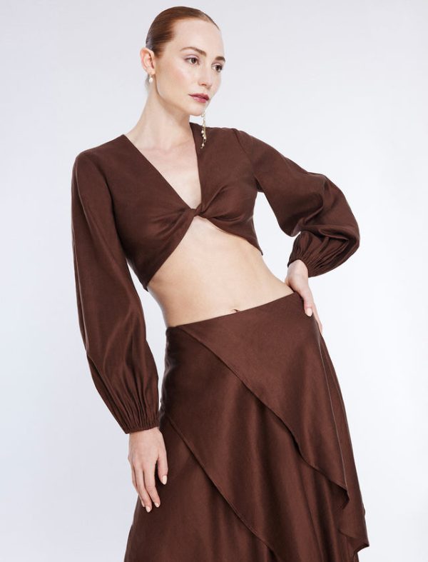 Bcbg Tiered Asymmetrical Skirt Chocolate - Image 6